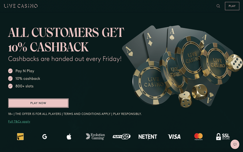 LiveCasino Cashback Bonus