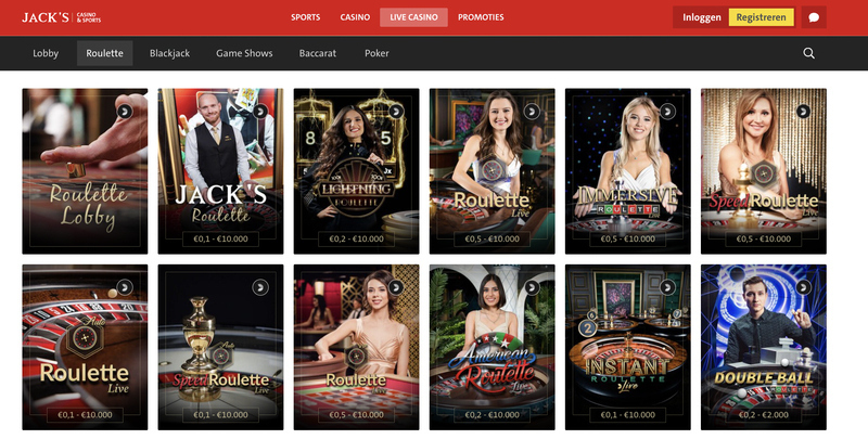 Live Roulette Jack's Casino